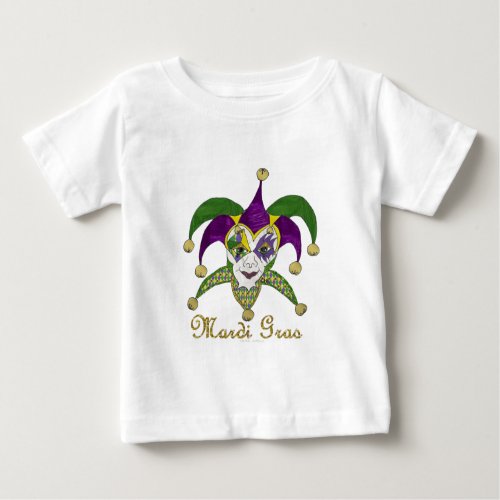 Colorful Mardi Gras Jesters Mask Baby T_Shirt