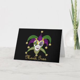 Colorful Mardi Gras Jesters Mask Card