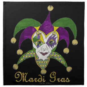Colorful Mardi Gras Jesters Mask Cloth Napkin