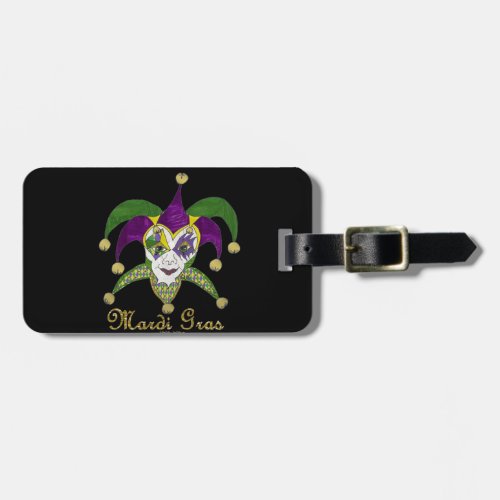 Colorful Mardi Gras Jesters Mask Luggage Tag