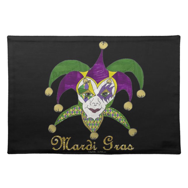 Colorful Mardi Gras Jesters Mask Placemat (Front)