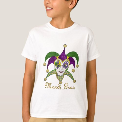 Colorful Mardi Gras Jesters Mask T_Shirt