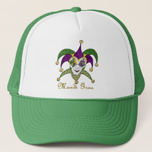 Colorful Mardi Gras Jesters Mask Trucker Hat