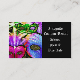 Colorful Mardi Gras Masks Business Card