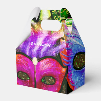 Colorful Mardi Gras Masks Gable Favor Box