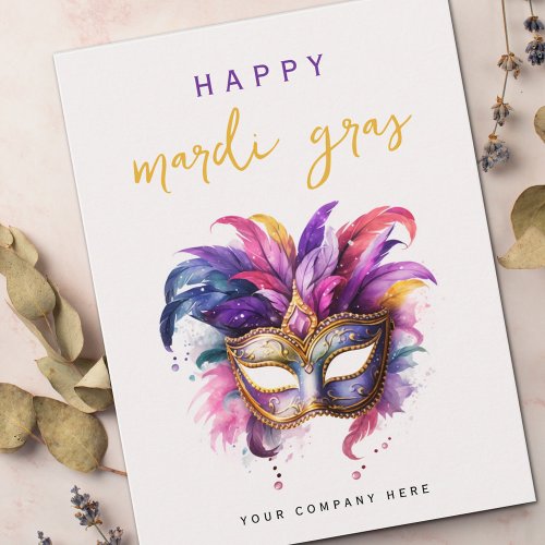 Colorful Mardi Gras Masquerade Business Postcard
