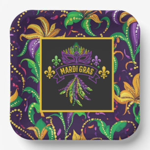 Colorful Mardi Gras Paper Plate