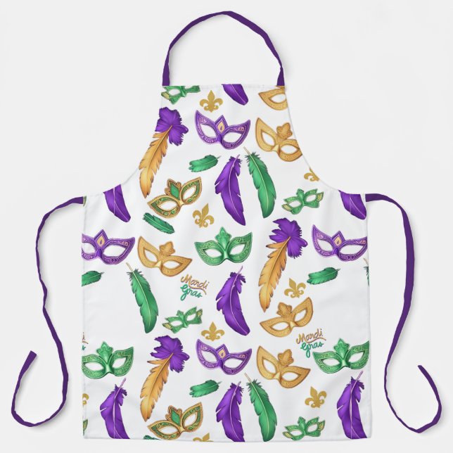 Colorful Mardi Gras patterned  Apron (Front)