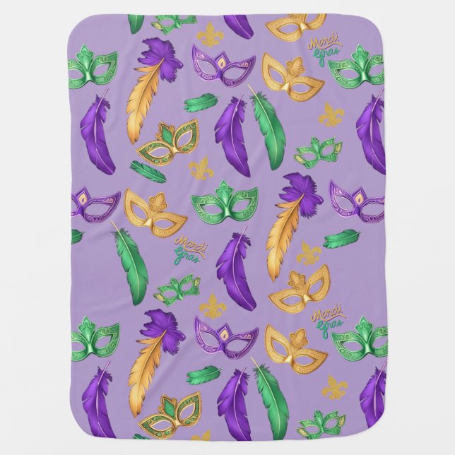 Colorful Mardi Gras patterned  Baby Blanket (Front)