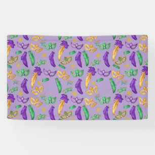 Colorful Mardi Gras patterned  Banner