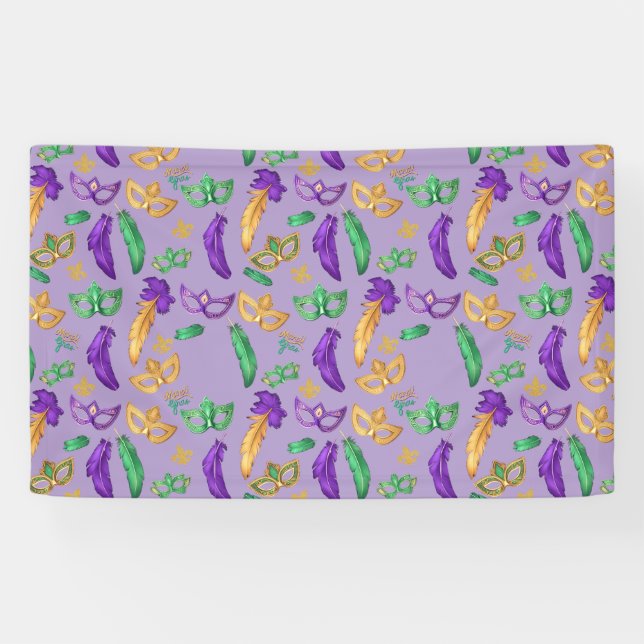 Colorful Mardi Gras patterned  Banner (Horizontal)