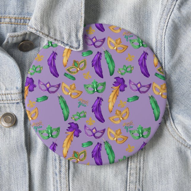 Colorful Mardi Gras patterned  Button (In Situ)