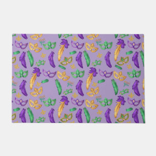 Colorful Mardi Gras patterned Doormat