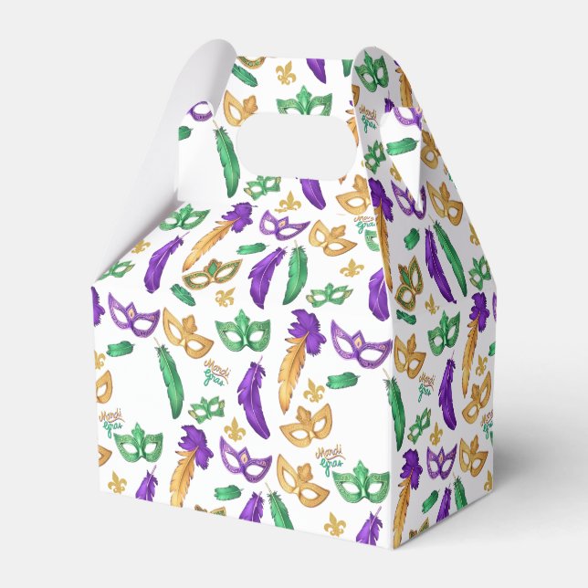 Colorful Mardi Gras patterned  Favor Boxes (Front Side)