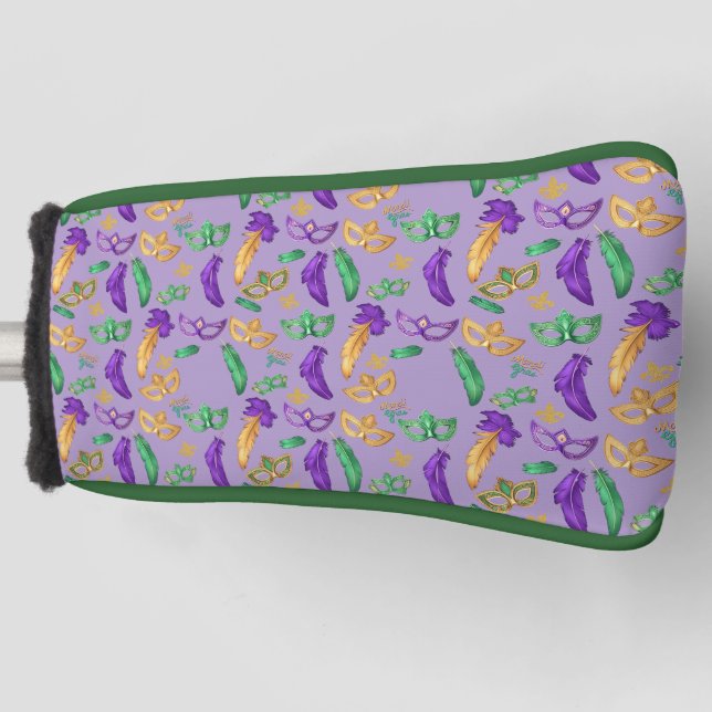 Colorful Mardi Gras patterned  Golf Head Cover (Front)