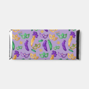 Colorful Mardi Gras patterned Hershey Bar Favors