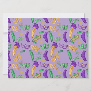 Colorful Mardi Gras patterned Holiday Card