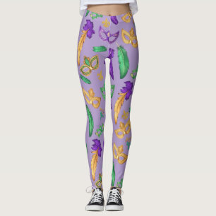 Colorful Mardi Gras patterned Leggings