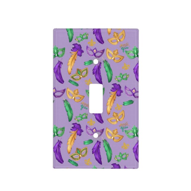 Colorful Mardi Gras patterned  Light Switch Cover (Front)