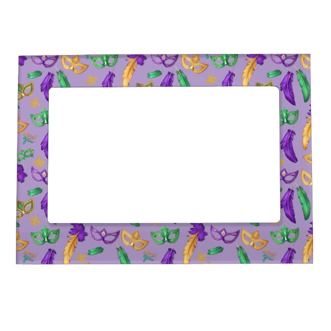 Colorful Mardi Gras patterned  Magnetic Frame (Front)