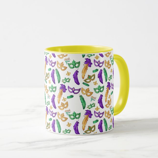 Colorful Mardi Gras patterned  Mug (Front Right)