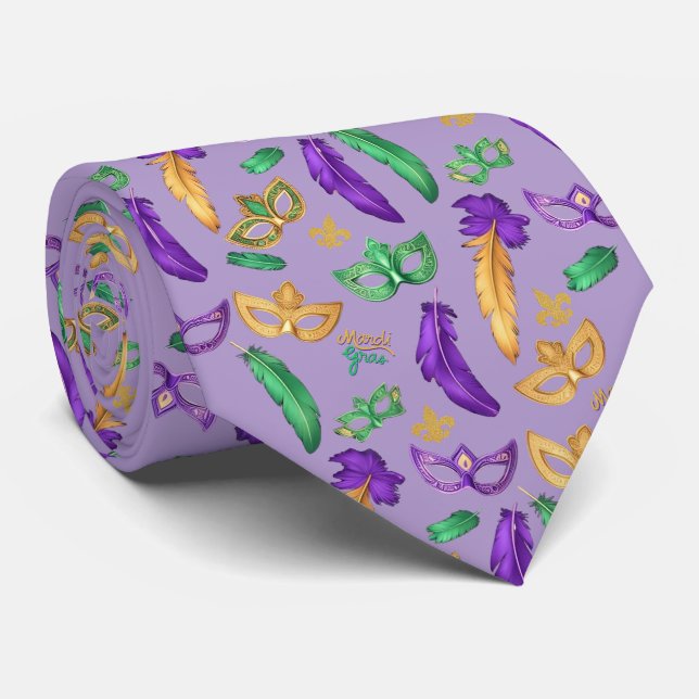 Colorful Mardi Gras patterned  Neck Tie (Rolled)