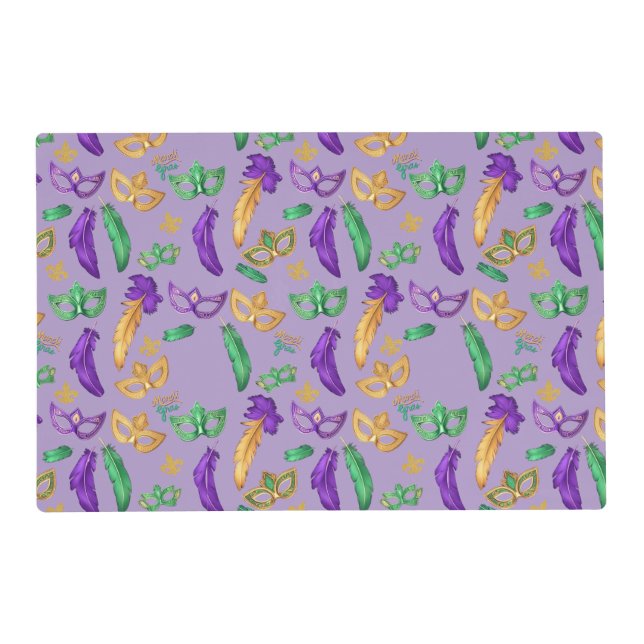 Colorful Mardi Gras patterned  Placemat (Front)