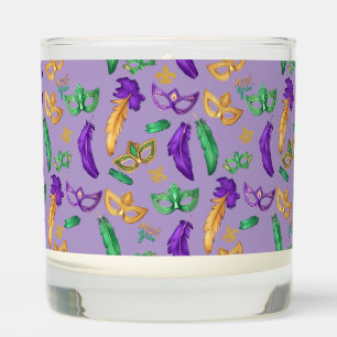 Colorful Mardi Gras patterned  Scented Candle