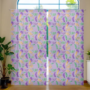 Colorful Mardi Gras patterned Sheer Curtains