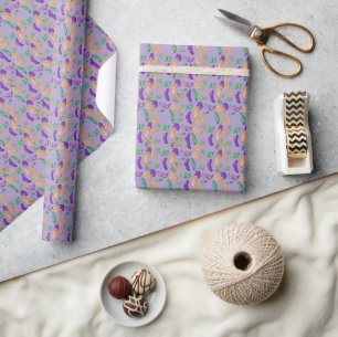 Colorful Mardi Gras patterned Wrapping Paper