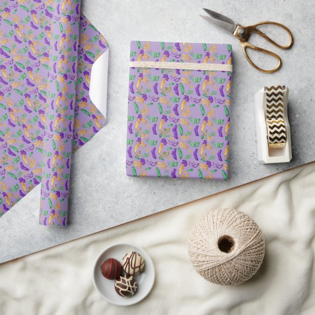 Colorful Mardi Gras patterned  Wrapping Paper (Crafts)