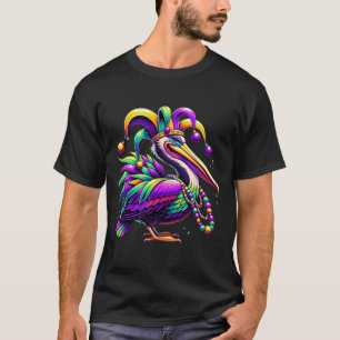 Colorful Mardi Gras Pelican Louisiana Jester Hat B T-Shirt