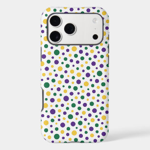 Colorful Mardi Gras polka dot iPhone 17 Pro Max Case