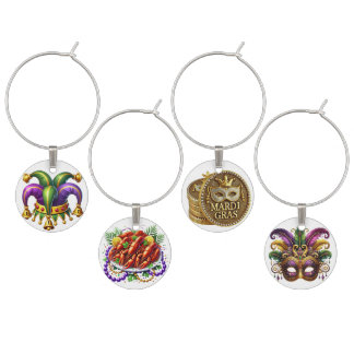 COLORFUL MARDI GRAS THEMED ITEMS WINE CHARM