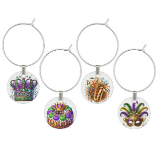 COLORFUL MARDI GRAS THEMED ITEMS WINE CHARM
