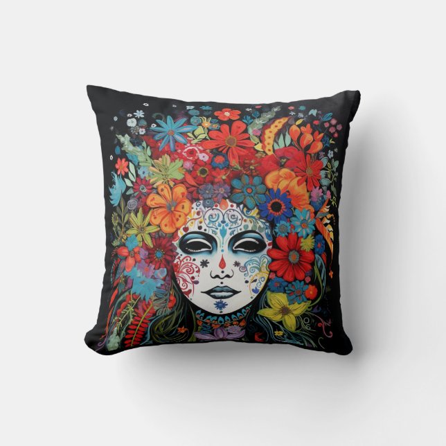 Colorful Mardi Gras Throw Pillow (Front)