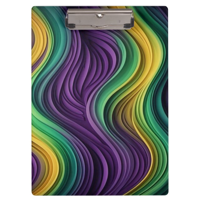 Colorful Mardi Gras wave patterned  Clipboard (Front)