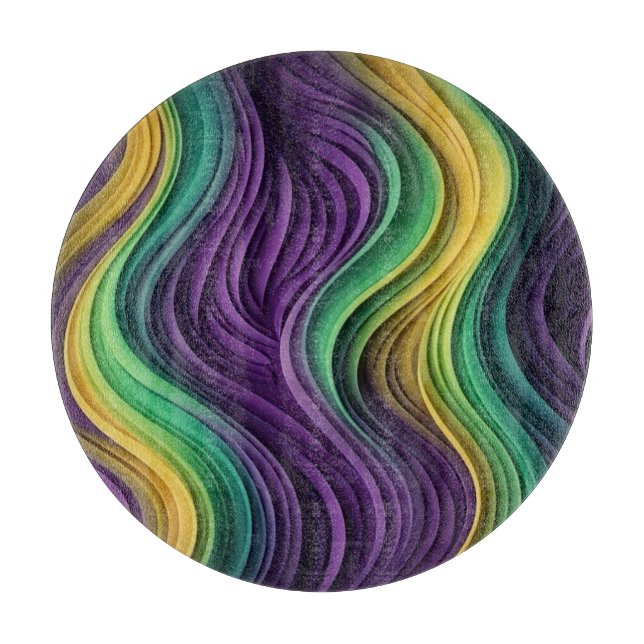 Colorful Mardi Gras wave patterned  Cutting Board (Front)
