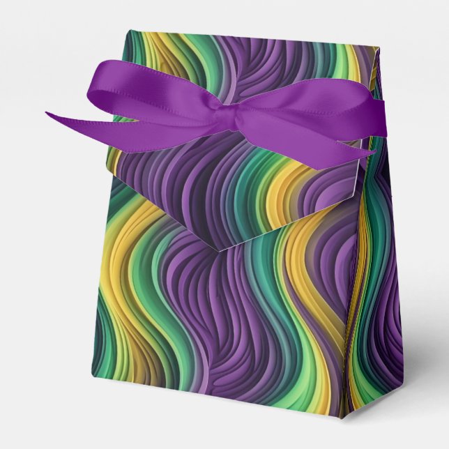 Colorful Mardi Gras wave patterned  Favor Boxes (Front Side)