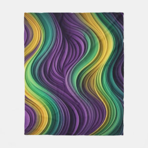 Colorful Mardi Gras wave patterned Fleece Blanket