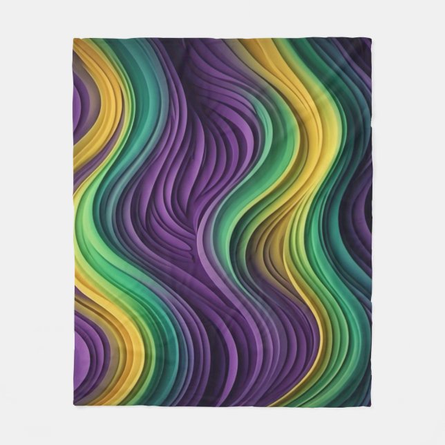 Colorful Mardi Gras wave patterned  Fleece Blanket (Front)
