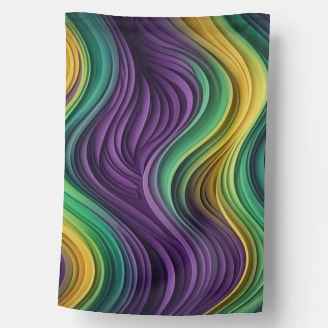 Colorful Mardi Gras wave patterned  House Flag (Front)