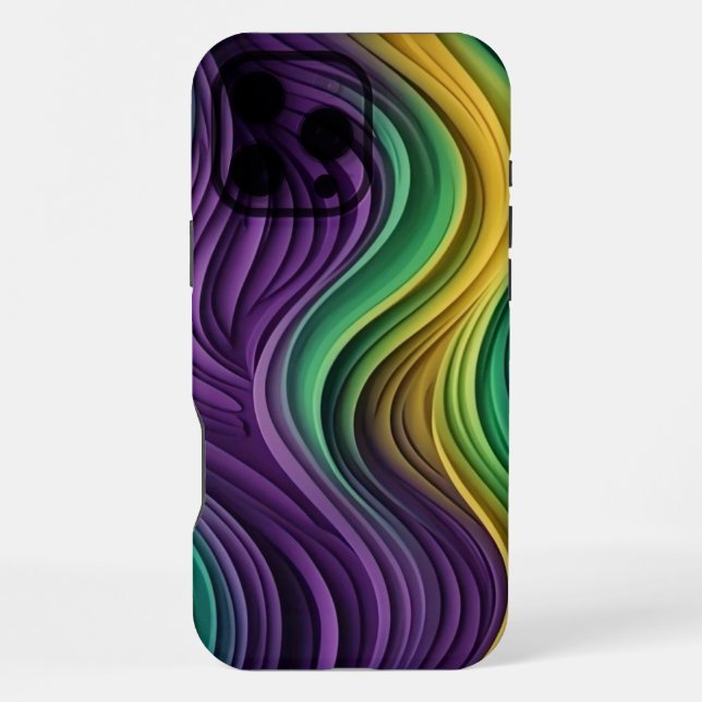 Colorful Mardi Gras wave patterned  iPhone Case (Back)