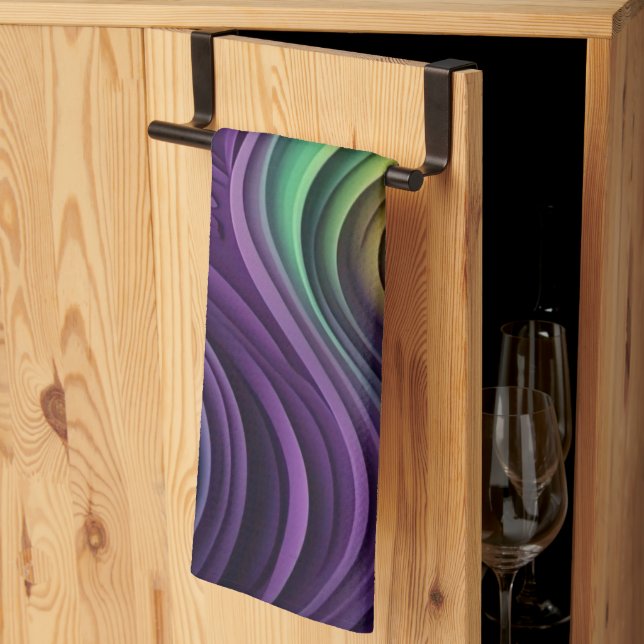 Colorful Mardi Gras wave patterned  Kitchen Towel (Thirds Fold)