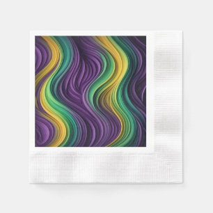 Colorful Mardi Gras wave patterned  Napkins