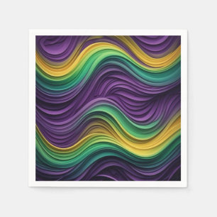 Colorful Mardi Gras wave patterned  Napkins