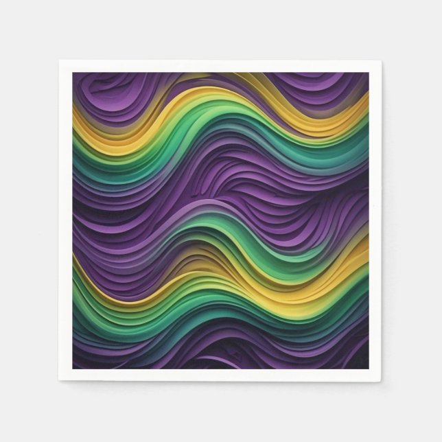 Colorful Mardi Gras wave patterned  Napkins (Front)