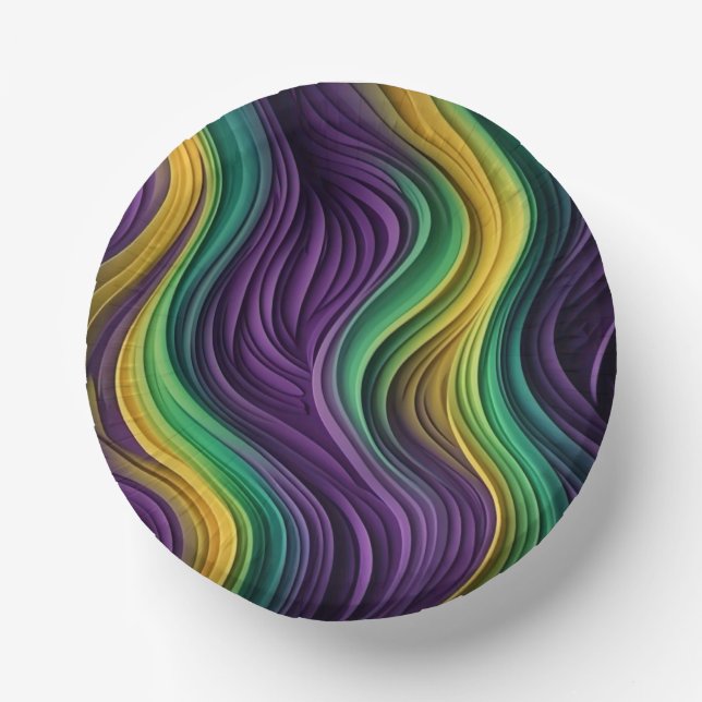 Colorful Mardi Gras wave patterned  Paper Bowls (Front)