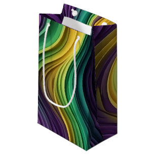 Colorful Mardi Gras wave patterned Small Gift Bag