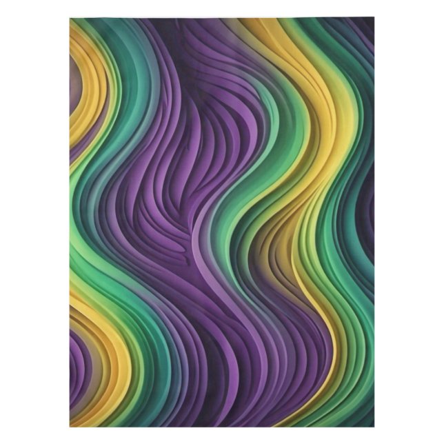 Colorful Mardi Gras wave patterned  Tablecloth (Front)